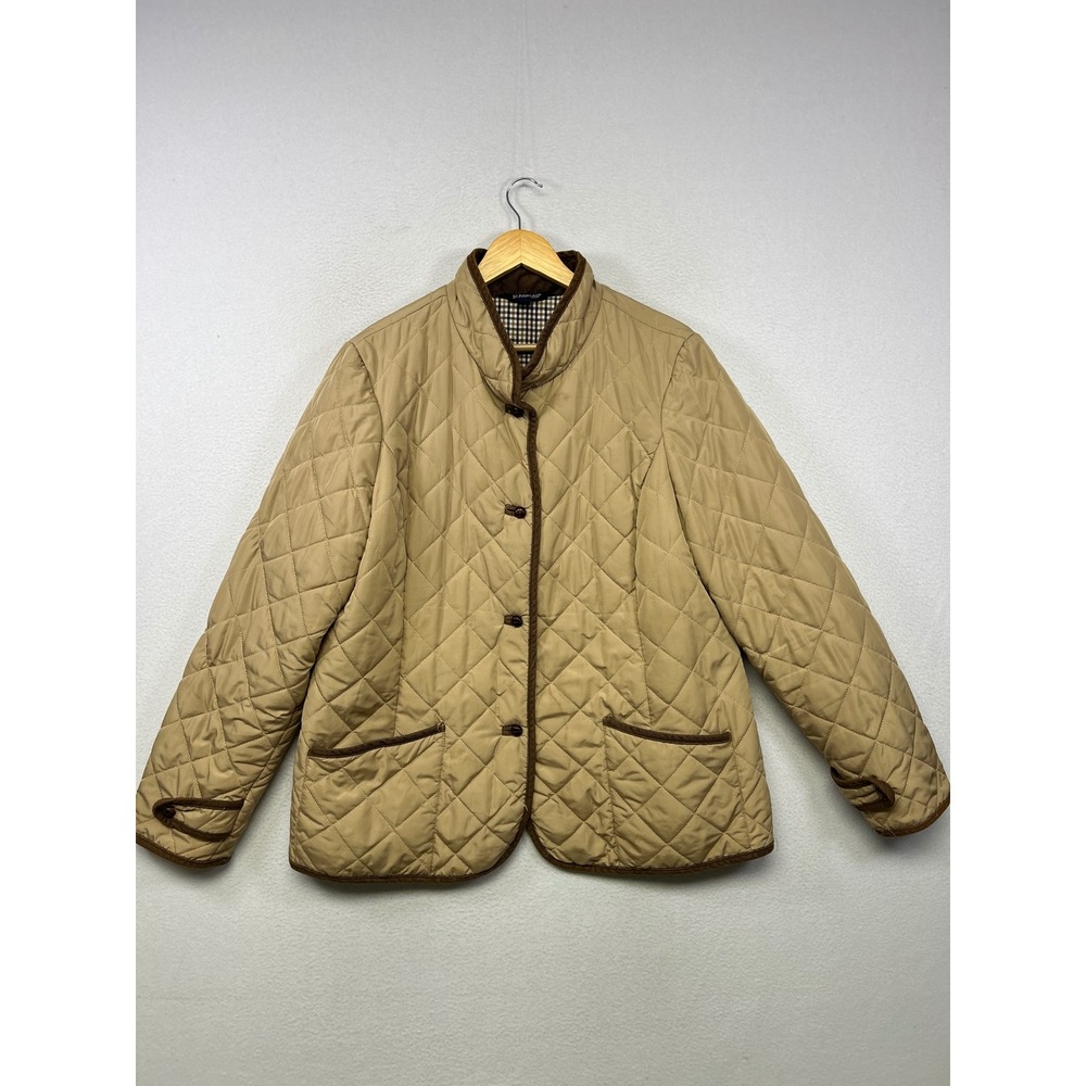 Barncore St. John's Bay Womens XL Tan Quilted Corduroy Trim Field Jacket Utility
